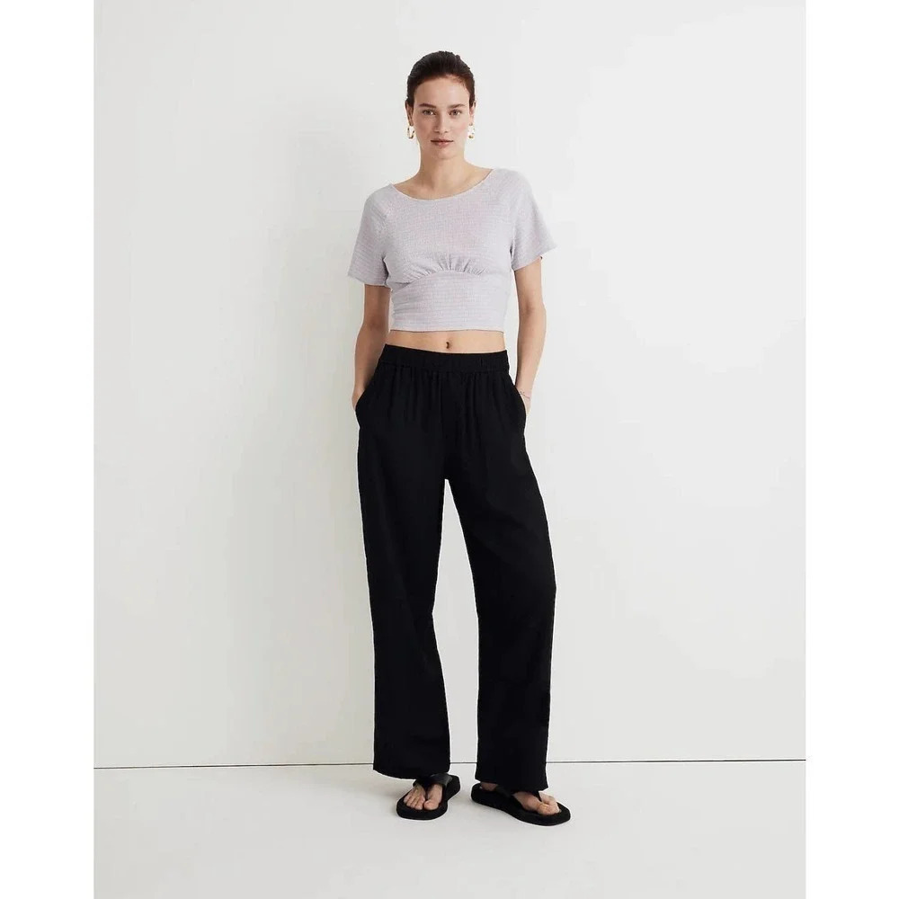 Madewell Shirred Crewneck Crop Top